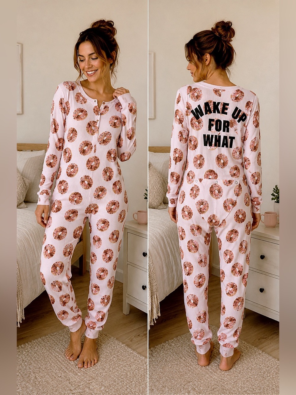 PINK Victoria's Secret Donut Print Pajama Set - Picture 2 of 13